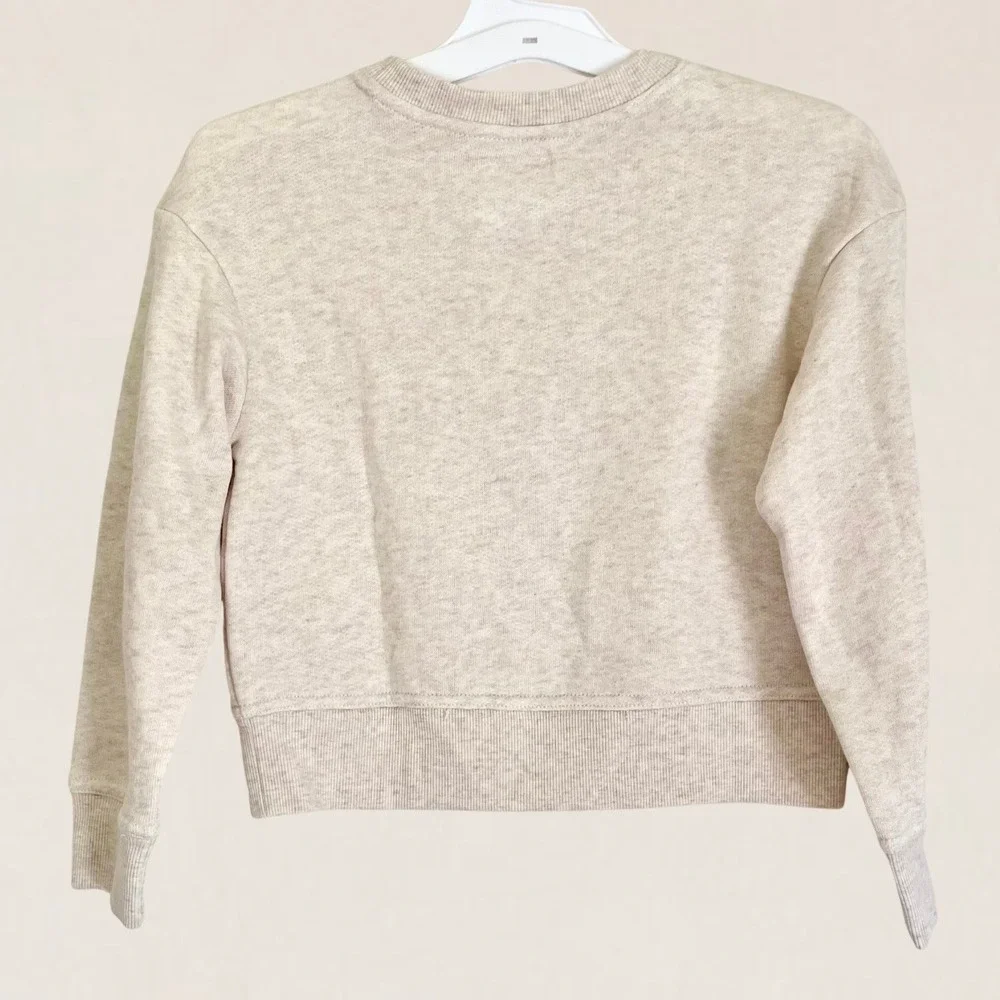 Cat & Jack Kids Oatmeal Heather Heart Embroidered‎ Pullover Sweatshirt S 6/7 NEW